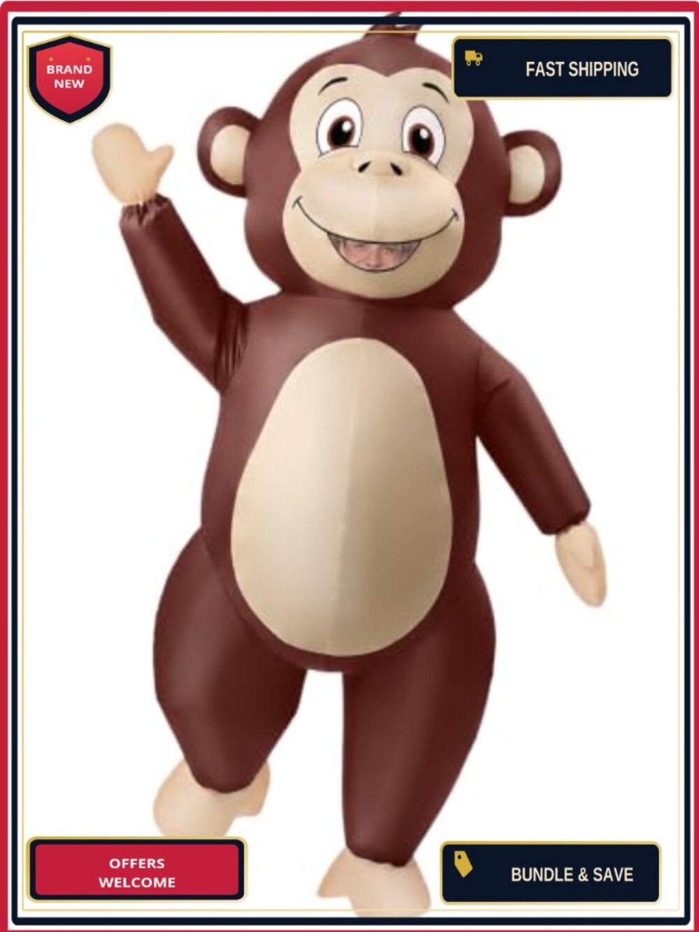 Inflatable Monkey Costume Adult Blow Up Animal Halloween Full Body